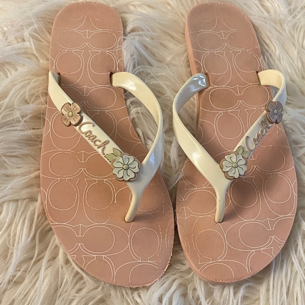 Coach Floral Cream Sandals - Picture 2 of 14
